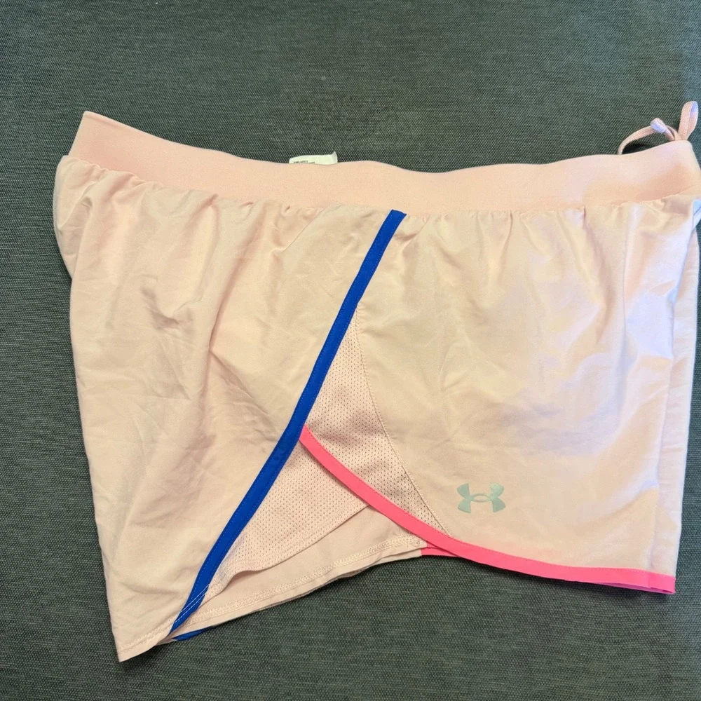 Under Armour HeatGear Fly By Running Shorts Pink Blue XL Loose Fit Athletic‎